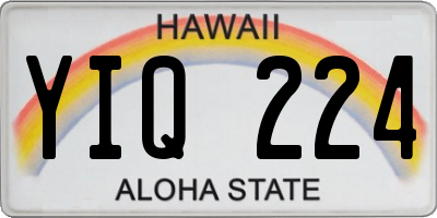 HI license plate YIQ224