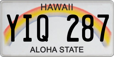 HI license plate YIQ287