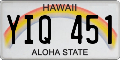 HI license plate YIQ451