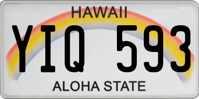 HI license plate YIQ593