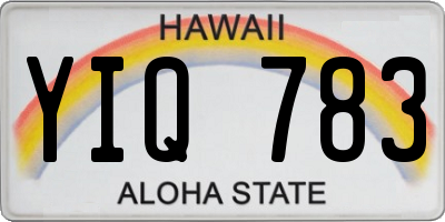 HI license plate YIQ783