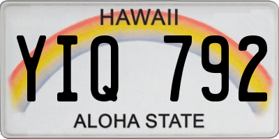 HI license plate YIQ792