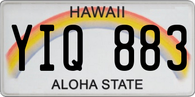 HI license plate YIQ883