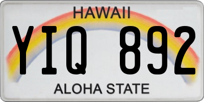 HI license plate YIQ892