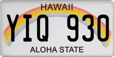 HI license plate YIQ930