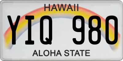 HI license plate YIQ980