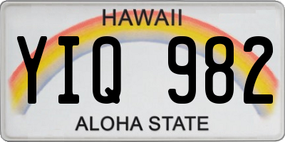HI license plate YIQ982