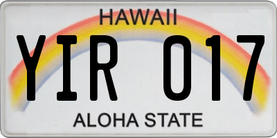 HI license plate YIR017