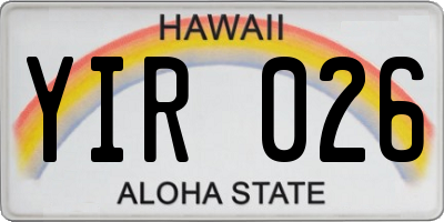HI license plate YIR026