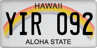 HI license plate YIR092