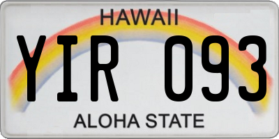 HI license plate YIR093