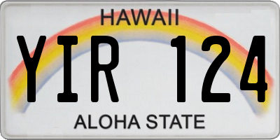 HI license plate YIR124