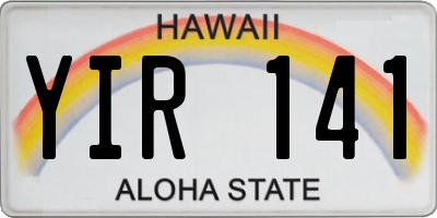 HI license plate YIR141