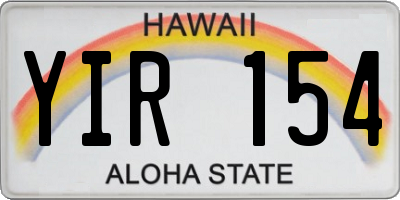 HI license plate YIR154