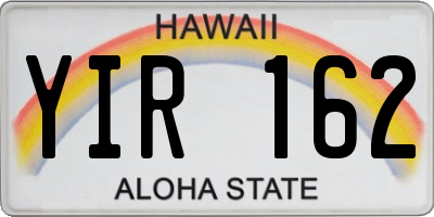 HI license plate YIR162