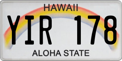 HI license plate YIR178