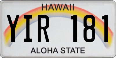 HI license plate YIR181