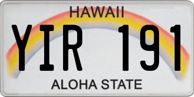 HI license plate YIR191