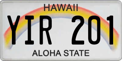 HI license plate YIR201