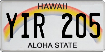 HI license plate YIR205