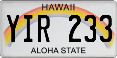 HI license plate YIR233