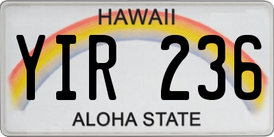 HI license plate YIR236
