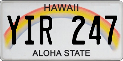 HI license plate YIR247