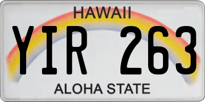 HI license plate YIR263