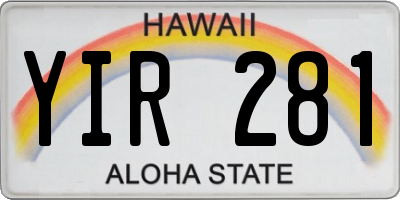 HI license plate YIR281