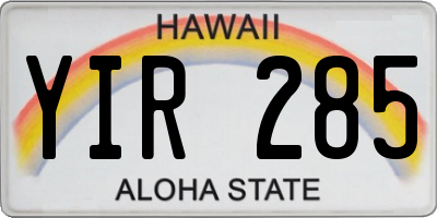 HI license plate YIR285