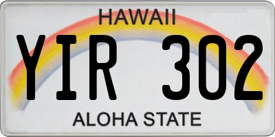 HI license plate YIR302