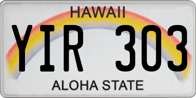 HI license plate YIR303