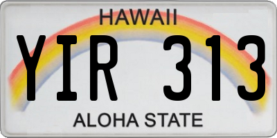 HI license plate YIR313