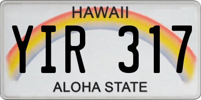 HI license plate YIR317
