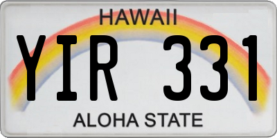 HI license plate YIR331