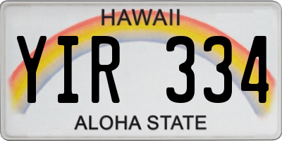 HI license plate YIR334
