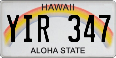 HI license plate YIR347