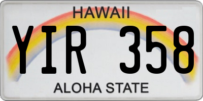 HI license plate YIR358