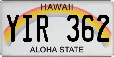 HI license plate YIR362