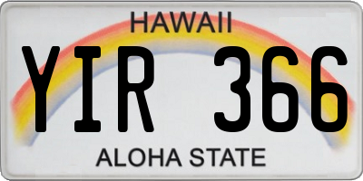 HI license plate YIR366