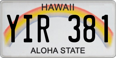 HI license plate YIR381