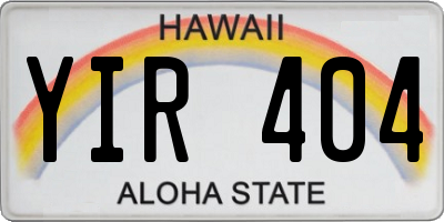 HI license plate YIR404