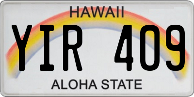 HI license plate YIR409