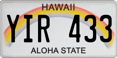 HI license plate YIR433