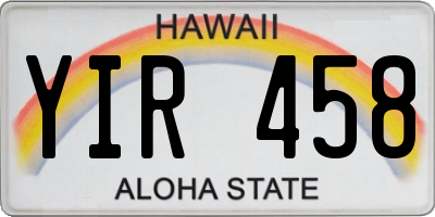 HI license plate YIR458