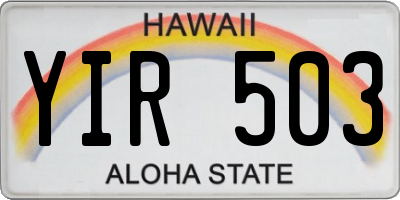 HI license plate YIR503