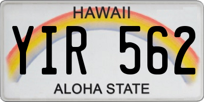 HI license plate YIR562