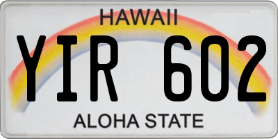 HI license plate YIR602