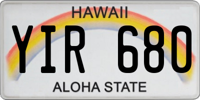 HI license plate YIR680