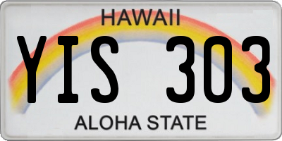 HI license plate YIS303